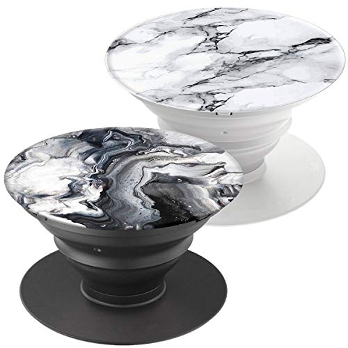 Mbuynow Foldaway Phone Stand for Smartphone and Tablet (2 Pack) - Marble Black White