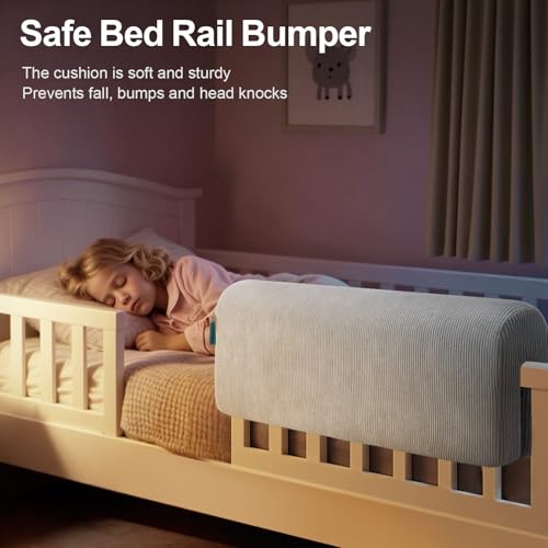 Image of AEOCOO Bed Bumpers for Toddlers, Size 2.3 Ft, Toddler Bed Rail Bumper Protector for Loft Beds & Bunk Beds, Bed Rail Height Extender Bed Guardrail, Anti-Bump | Fall Prevention, Gray
