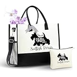 InnoBeta Scottish Terrier Gifts for Women, Scottish Terrier Tote Bag with Top Zipper Closure and Shoulder Strap for Christmas, Birthday and Every Special Occasion