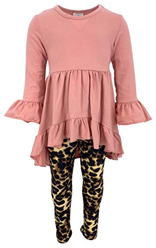 Image of Unique Baby Girls Kids Toddler 3pc Outfit Set Long Sleeve Cotton Blend Tunic Top Leggings and Scarf