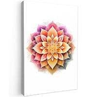 MuchoWow Quadro Su Tela 120x80 Cm – Buddha E Fiori, Blu/Marrone, Decorazione Moderna Per Soggiorno E Camera
