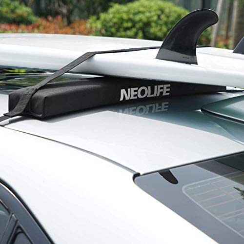 Neolife Soft Roof Rack Pads with Single Wrap-Rax Straps for Surfboard, SUP Paddleboard, Snowboard, 28 (Pair) Blue