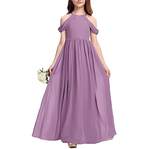 Ceomate Girls' Dresses Chiffon Off Shoulder Formal Occasion Flower Girl Dress Junior Bridesmaid for Party Banquet Size 4-16 Cover