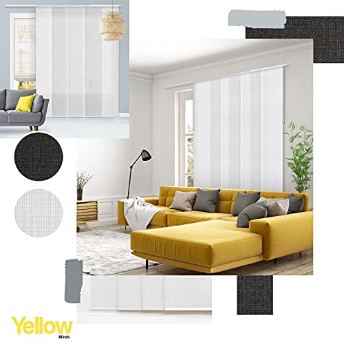 Adjustable Panel Track Blinds For Sliding Glass Door, 46"-86" W X 0-96" H, Trimmable Vertical Blinds For Patio Doors, Open Spaces And Room Dividers, Room Darkening, Beverly White, By Yellow Blinds #TOP2