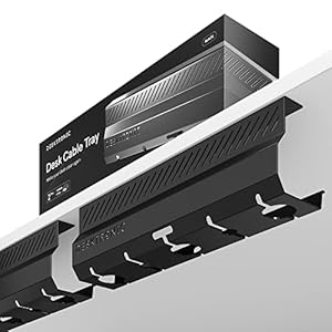 Kabelkanal Schreibtisch Schwarz 2er Set – Edelstahl Kabelmanagement Schreibtisch Kabelkanal mit 5 Kabelausschnitten…