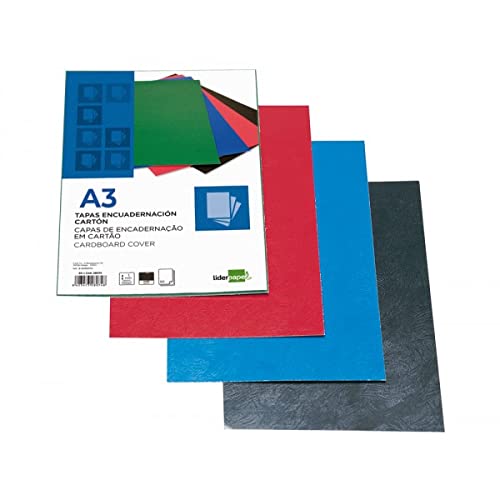 Liderpapel TE06 - Pack de 50 tapas de encuadernación, color negro, A3, 1 mm