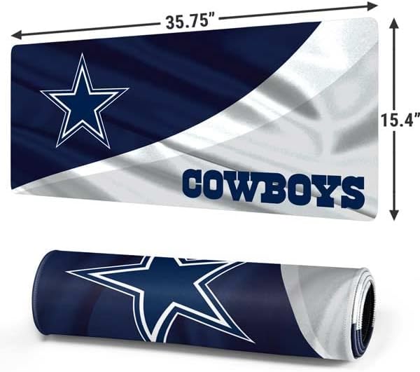 Skinit Extra Large Gaming Mouse Pad - Officially Licensed Dallas Cowboys Design with Stitched Edges, Waterproof, Non-Slip Rubber Base, Desk Mat for Keyboard & Mouse, 35.75" x 15.4" inches