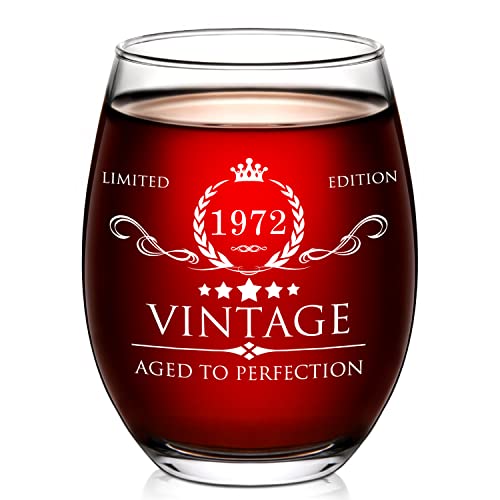 Best Review AOZITA 50th Birthday Gifts for Women and Men - 15oz Wine Glass - 50th Birthday Decorations for Women - 50th Anniversary Ideas for Her, Mom, Dad, Husband, Wife - 50 Years Gifts