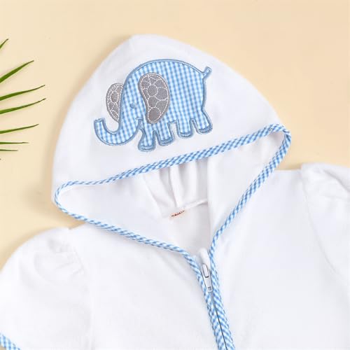 Image of Baby Girls Boys Terry Cloth Swim Cover Up Zip Up Hooded Bathing Suit Coverup Wraps Kid Summer Pool Beach Swimsuit