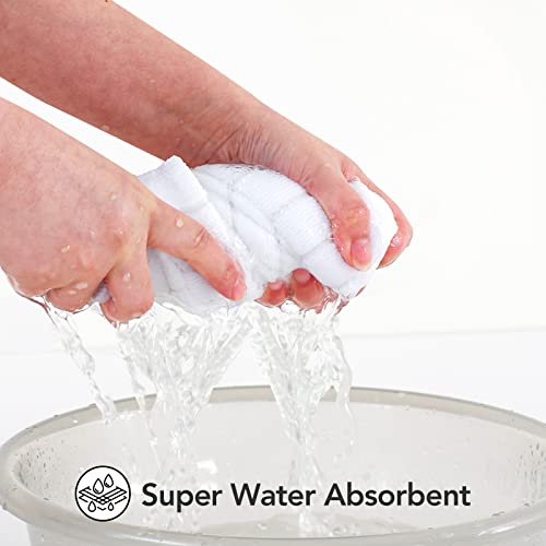 Py Home & Sports Microfiber Kitchen Dish Towels 6 Pack-17 X 25” Super Absorbent Kitchen Hand Dish Cloths With Upgraded Mesh Design, Lint Free & Quick Drying (White) #TOP2