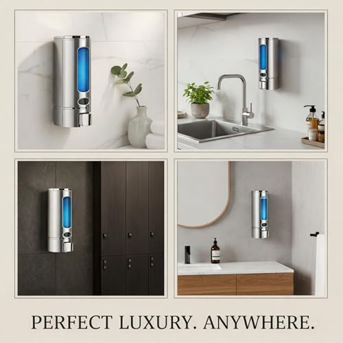 Image of ABS Liquid Soap Dispenser Wall Mounted for Bathroom & Wash Basin | Handwash Bottle Holder, Shampoo & Sanitizer Dispenser for Kitchen, Toilet & Shower Use (Chrome)