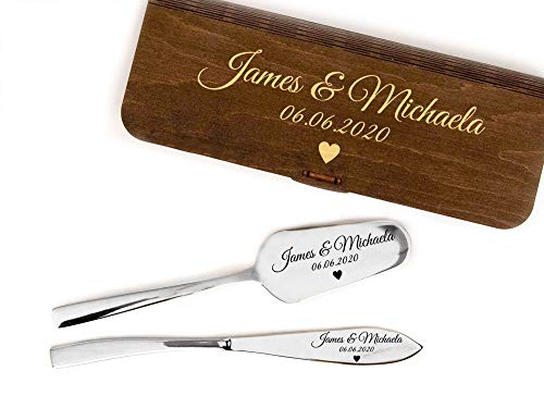 Personalized Cake Server Set, Engraved Cake Knife & Server, Wedding Cake Knife Set, Rehearsal Cake Set, Anniversary Gift, Custom Cake Cutting Set, Wedding Gift for Couple, Rustic Knives Cake Set
