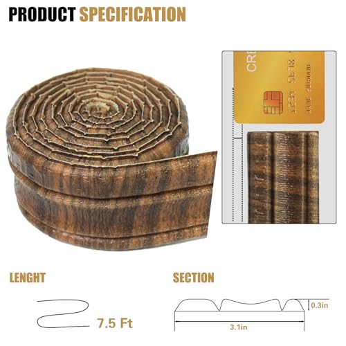 image for WAPANE 7.5 Ft x 3.1in Peel Stick Foam Molding Baseboard Trim Self Adhe