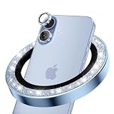 CloudValley 対応 iphone17 カメラ保護 ミストブルー フラッシュ可愛い オリジナルモデルとの色の違いはありません カメラ保護 9H強化ガラス 全面保護 簡単にずれずに装着可能 1:1 インビジブルパーフェクトフィット 9H強化ガラス 高透過率 傷防止 (きらめき-青)