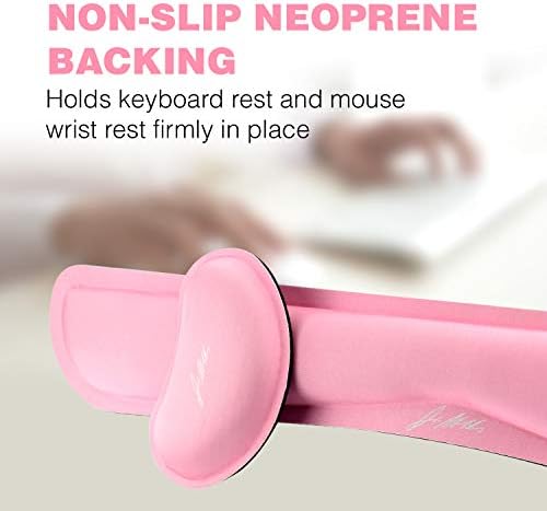 Doctor Developed Ergonomic Gel Wrist Rest for Mouse & Keyboard & Doctor Written Handbook - Perfect For Good Wrist Health, Posture & Joint Conditions (Pink)