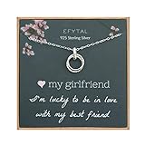 EFYTAL Girlfriend Gifts, Girlfriend Birthday Gift Ideas For Her, Romantic Sterling Silver 925 Studded Ring Interlocking Circles Necklace Jewelry for Women, Cute Anniversary / Valentines Day Present