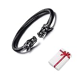 Herren Armband Drache Armreif Elastische Verstellbare Einzigartiges Design Viking Punk Armband Drachen Herren Armreif Edelstahl Verdrehten Stahlkabel