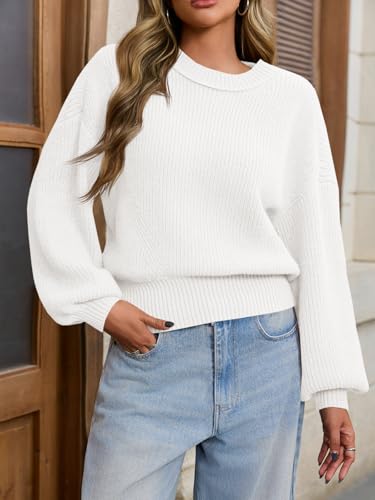 Image of Saodimallsu Womens Batwing Long Sleeve Sweaters Casual Crewneck Loose Chunky Knit Fall Pullover Tops