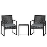 CONJUNTO DE EXTERIOR PARA DOS PERSONAS: Conjunto de jardín exterior con dos sillas y mesa auxiliar, ideal para relajarte, leer o tomar algo al aire libre. Perfecto para balcón, terraza, patio o porche con un estilo moderno y acogedor