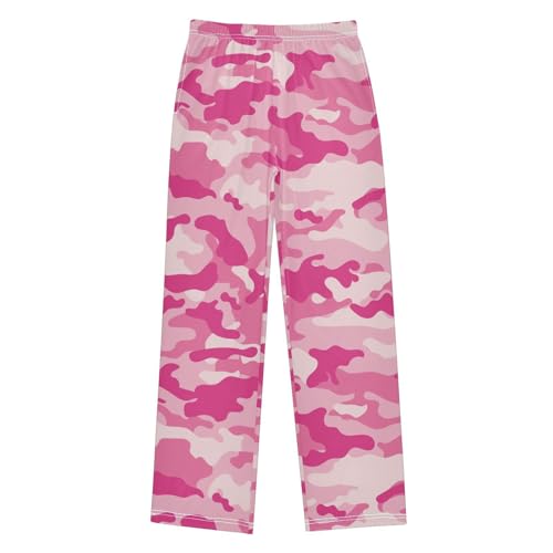 Boys' Pants Pink Camouflage Texture Long Bottoms Jogger Pants Elastic Waist Trousers with Pockets S-XL