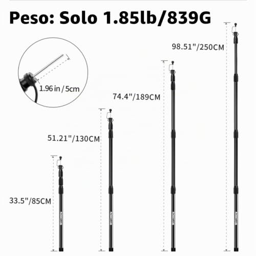 Miniatura 2 de Komclub Juego De 2 Barras Telescópicas Para Tiendas De Campaña, De Aluminio, 85 250 Cm, Ajustables, Ultraligeras, Barras Telescópicas Para Toldos, Tiendas De Campaña, Lonas De Camping 2 Unidades