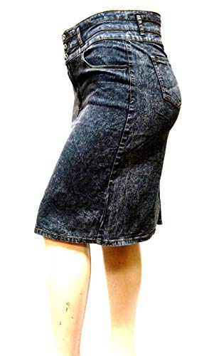 Jack David Women's Plus Size Blue/Black Soft Curvy Stretch Denim Jeans Skirt 2X BE-Girl Snow Black 75575X3