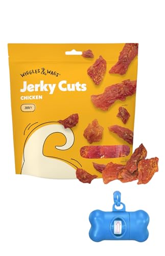 Wiggles & Wags Chicken Jerky Cuts Dog Treats 4 lb Bag with DN Essentials Bonus Waste Bag Dispenser & Roll
