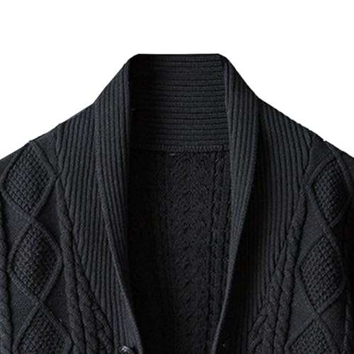 Men's Trendy Casual Cardigan Sweaters Buttons Down Cable Knit Cardigan Shawl Collar Sweaters with Pockets2