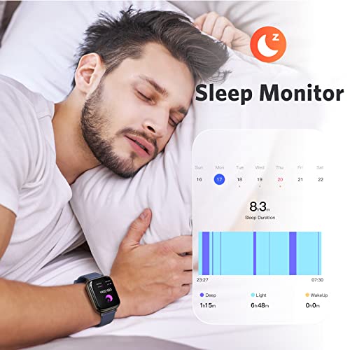 Agptek Smart Watch, 1.69"(43Mm) Smartwatch For Android And Ios Phones Ip68 Waterproof Fitness Tracker Watch Heart Rate Monitor Pedometer Sleep Monitor For Men Women Dark Blue #TOP3