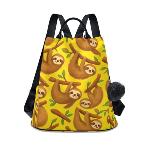 Sac à dos femme jaune avec fermeture éclair antivol arrière et poches