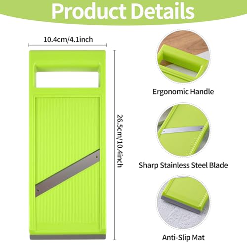 Portable Vegetable Slicer, Stainless Steel Handheld Mandoline, Potato Carrot Food Slicer, Chip Maker with Ergonomic Handle, Dish Washer Safe Cucumber Chopper, Kitchen Slicer for Onion Cheese - Image 3