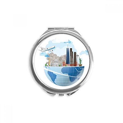Travel Journey America Mount Plane Hand Compact Mirror Round Portable Pocket Glass image 2