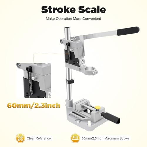 Drill Press Stand for Hand Drill,Adjustable Electric Bench Clamp Support Tool,Hand Drill Single Hole Workstation Aluminum Base Portable Drill Press Table for Drilling Collet Workshop,Workbench Repair