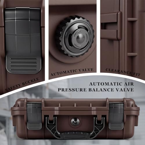 Image of Relaxweex 1 Pcs Waterproof Hard Case with DIY Customizable Foam Insert Portable Protective Case with Knife for Camera Drones Equipments Tools Test Instruments(Brown,14.3 x 11.4 x 4.5 Inch)