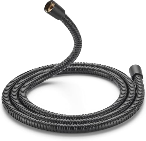 Cobbe Duschschlauch mit Verdrehschutz 1,5 m, Universal aus Edelstahl Brauseschlauch mit Knickschutz, Handbrauseschlauch mit Standard Anschluss, Schwarz