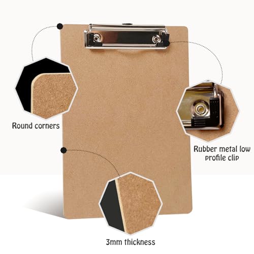Mini Clipboards, 16 Pack 6" x 9" Small Clipboards Bulk, Wooden Memo Mini Clip Boards with Low Profile Clip, Hanging Loop for Office Home Classroom Supplies image 4