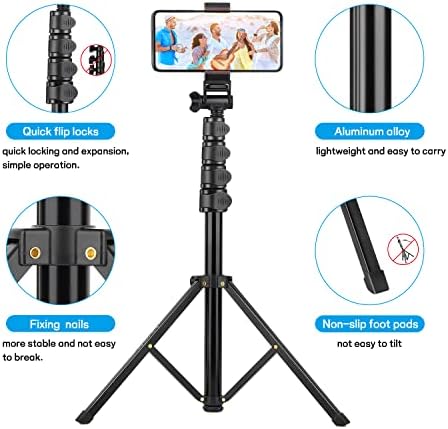 Victiv 68 inch/1.73m Phone Tripod Stand, Selfie Stick Tripod with Remote & Smatrphone Tripod, UPGRADE Foldable Camera Tripod for iphone 14/13/12/12 pro/11/11pro/8/7,Samsung, Huawei