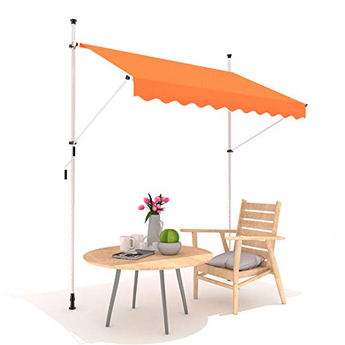 Primrose Balcony Manual Awning - DIY Patio Clamp Awning Gazebo Canopy Complete with Fittings and Winder Handle (4 x 1.3m, Terracotta)