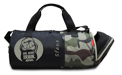 Sfane Polyester Army Black Gym Bag/Duffle Bag/Sports Bag/Shoulder Bag/Sports Bags/Gym Bags for Men & Women with Shoe Compartment. (B0CV7VPY2J) Amazon Price History, Amazon Price Tracker