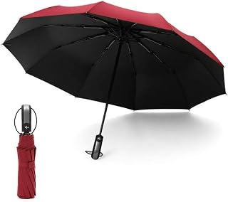 Travel Umbrella Windproof Compact Lightweight Portable Automatic Strong Waterproof Folding Umbrellas with 10 Rib Reinforced Auto Open Close UV Protection for Sun Rain Men Women