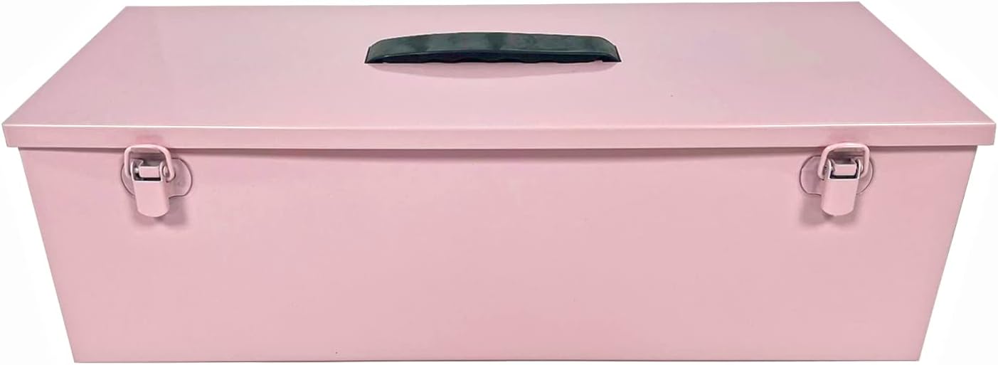 British Made Steel Multi Use Craft, Hobby and Tool Box - Pastel Pink