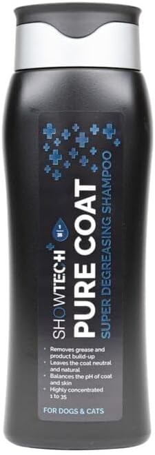 Show Tech+ Pure Coat Degreasing Shampoo - Deep Cleansing Formula for Dogs & Cats | Removes Excess Oil & Grime | Enhance Coat's Natural Luster | Groomer-Recommended Pet Shampoo, 300ml