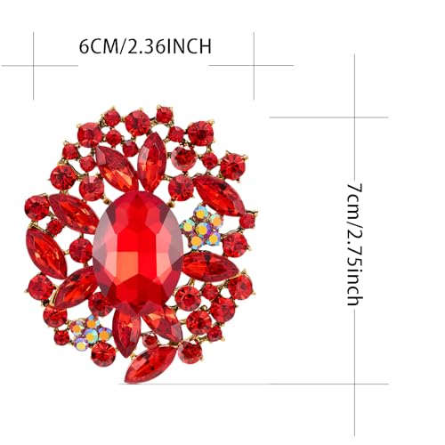 Image of LAXPICOL Vintage Austrian Crystal Elegant Flower Brooch for Women Broach Pin Wedding Jewelry Antique-Gold Tone