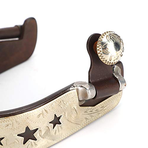 1 par de esporas, esporas de bota de cavalo de aço de baixo carbono, esporas de cowboy de aparência