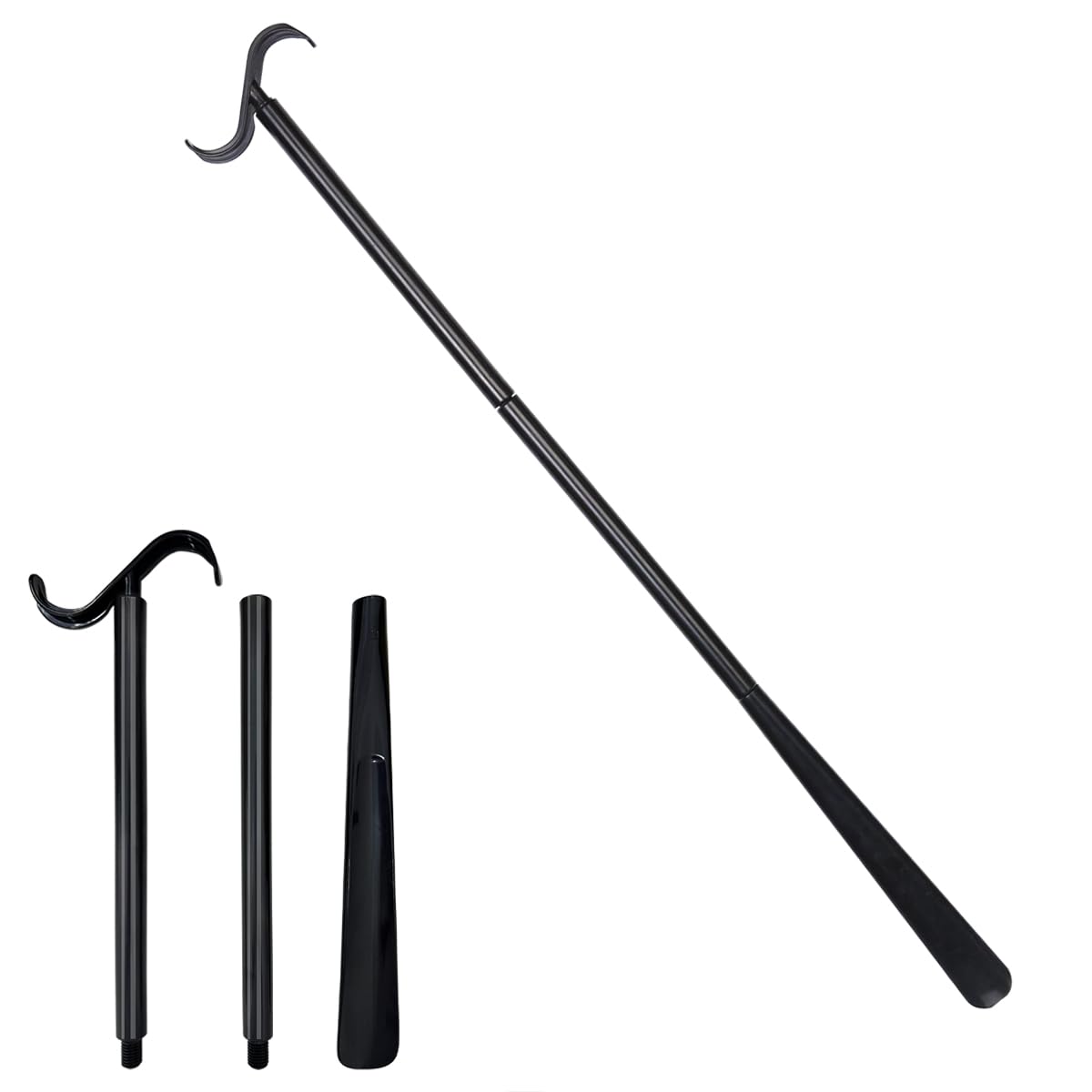 Bâton de pansement amovible de 88 cm avec chausse-pied réglable et outil de retrait de chaussettes – Aide à l'habillage extra long pour personnes âgées, personnes âgées pour mettre et enlever des
