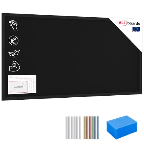 ALLboards Kreidetafel mit schwarzem lackiertem Holzrahmen 200x100cm, Schwarz, Schreibtafel, Kreide, Kreidetafel wand, Tafel gastronomie, Wandtafel für Gastronomie