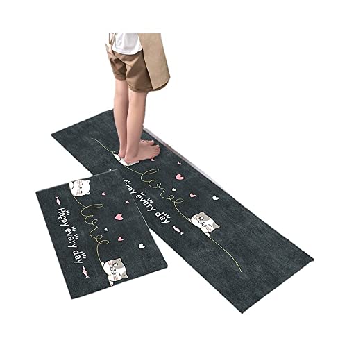 Juego de alfombras de cocina antifatiga, 2 piezas, alfombrillas antideslizantes for el suelo de la cocina, alfombra for el hogar, alfombrilla de tira larga for la puerta, decoración moderna for el hog Cover