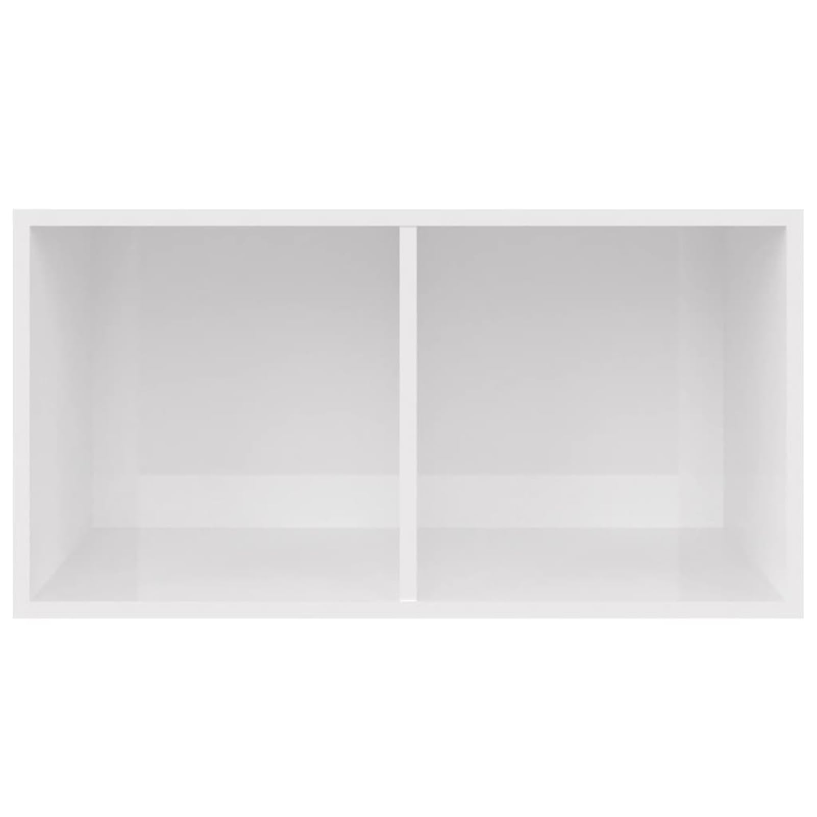 Caja de Almacenamiento para Discos de Vinilo - 2 Compartimentos, Blanco Brillante, 71 x 34 x 36 cm, Madera Contrachapada