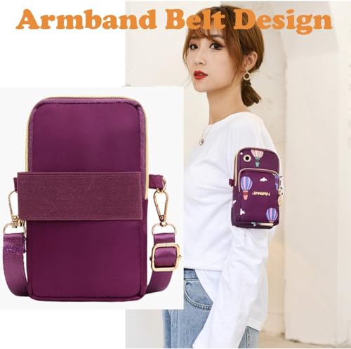 Image of Mobile Sling Bags for Women Crossbody, Multifunction Three Layer Mini Shoulder Bag Purse with Headphone Port for Teens Gilds Ladies Women