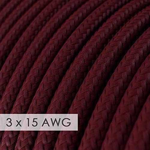 Extension Cord - Round Burgundy Rayon RM19-15/3 AWG - 50ft